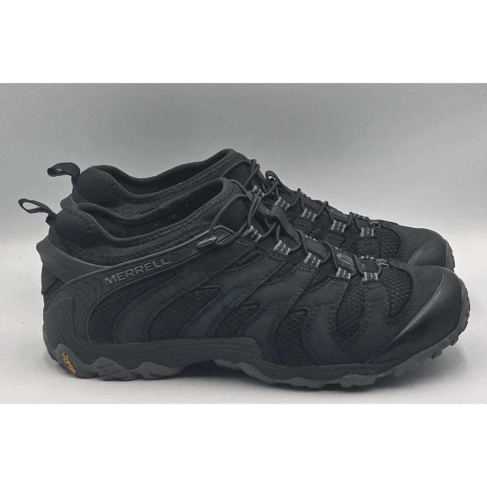 Merrell Chameleon 8 Mens 11 Waterproof Nubuck Leather Lace-Up Hiking Shoes Black